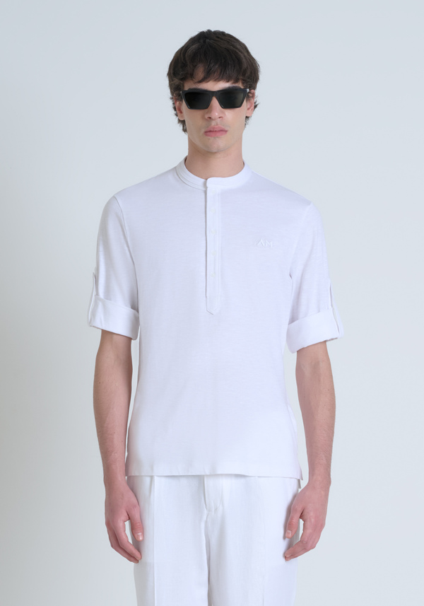 CAMISETA REGULAR FIT DE ALGODÓN FLAMEADO CON LOGOTIPO BORDADO - Antony Morato Online Shop