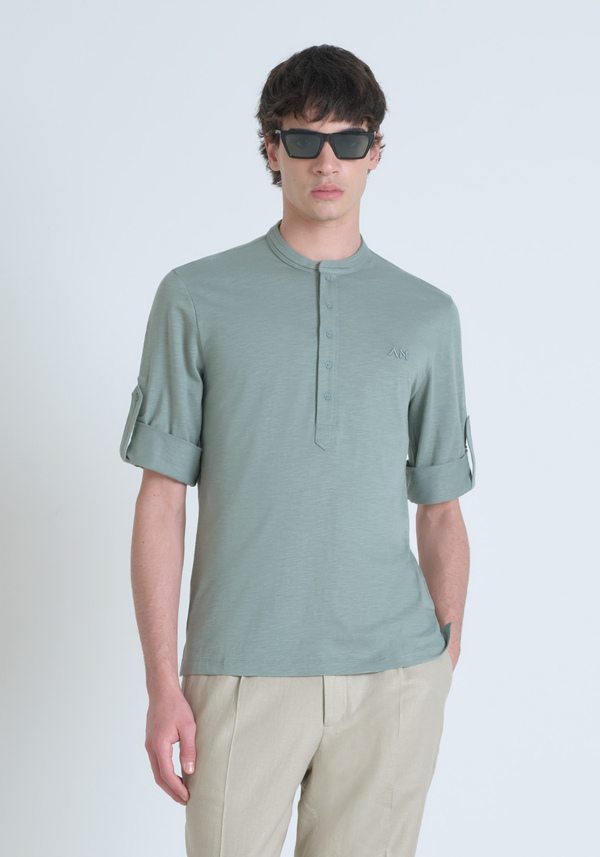 CAMISETA REGULAR FIT DE ALGODÓN FLAMEADO CON LOGOTIPO BORDADO - Antony Morato Online Shop