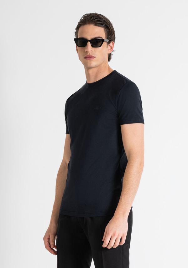 T-SHIRT SUPER SLIM FIT AUS ELASTISCHER BAUMWOLLE MIT LOGO AUF DER HERZSEITE - Antony Morato Online Shop
