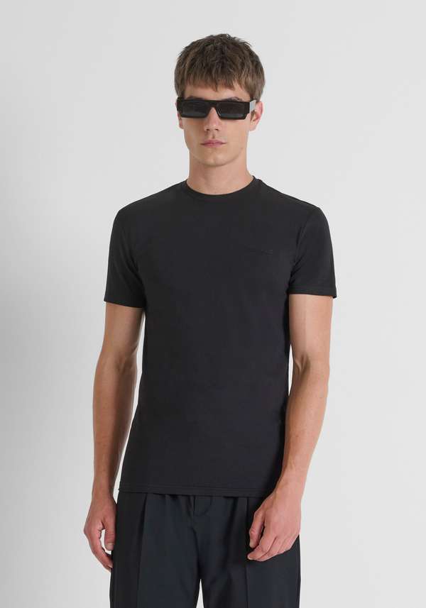 SUPER SLIM FIT T-SHIRT IN STRETCH COTTON WITH LOGO PRINT - Antony Morato Online Shop