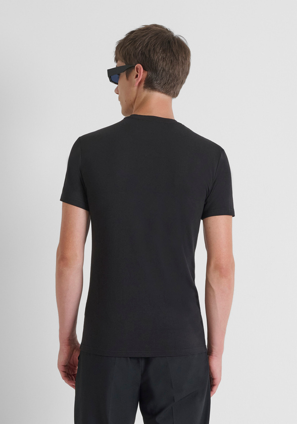SUPER SLIM FIT T-SHIRT IN STRETCH COTTON WITH LOGO PRINT - Antony Morato Online Shop