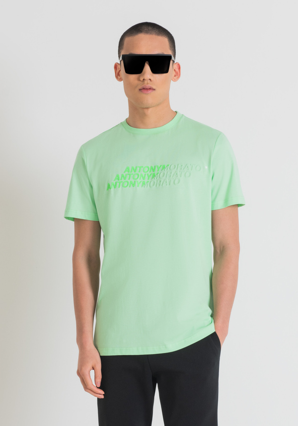 T-SHIRT REGULAR FIT EN COTON AVEC LOGO IMPRIMÉ DEVANT - Antony Morato Online Shop