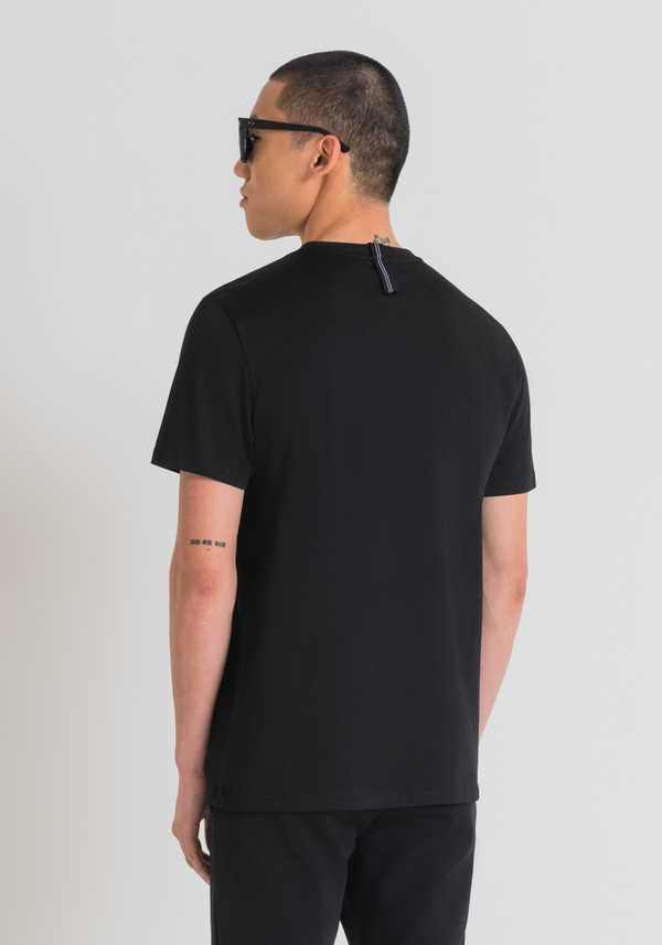 REGULAR FIT T-SHIRT IN COTTON WITH RUBBER-EFFECT LOGO PRINT - Antony Morato Online Shop