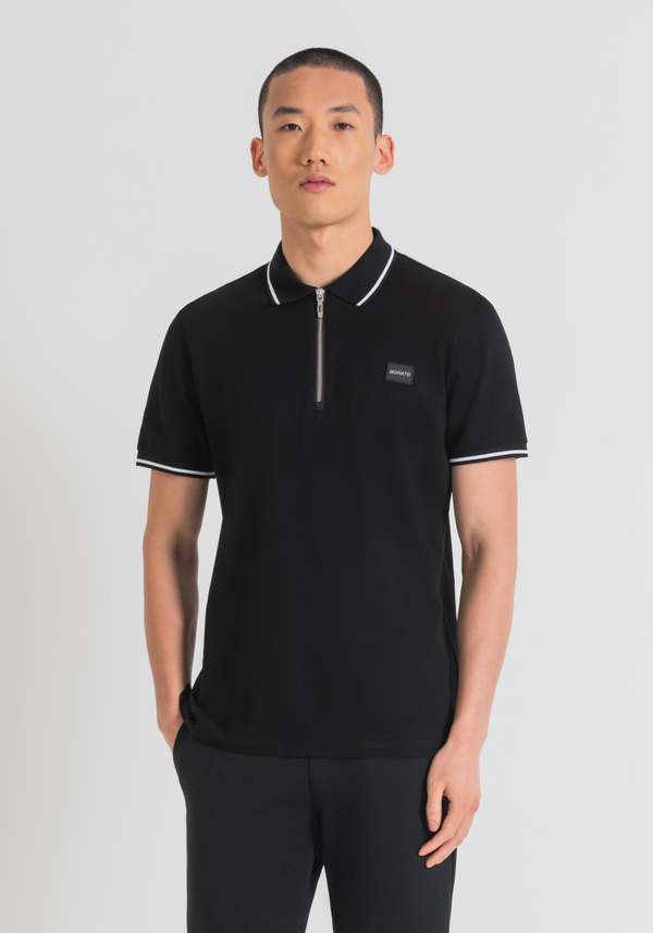 REGULAR FIT POLO SHIRT IN MERCERISED PIQUE WITH RUBBERISED PLAQUE AND METAL LOGO - Antony Morato Online Shop