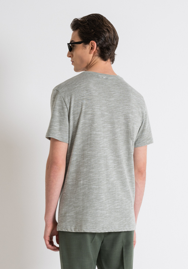 RELAXED FIT FLAMED STRUCTURED COTTON T-SHIRT - Antony Morato Online Shop
