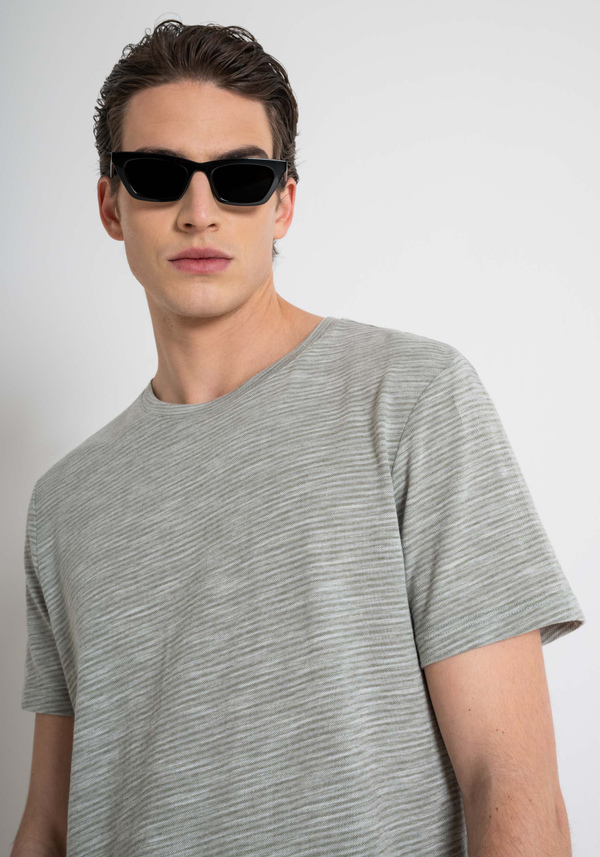RELAXED FIT FLAMED STRUCTURED COTTON T-SHIRT - Antony Morato Online Shop