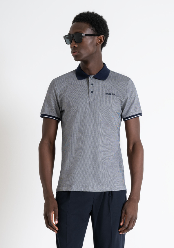 SLIM FIT POLO SHIRT IN MERCERIZED ARMORED COTTON WITH LOGO PRINT - Antony Morato Online Shop
