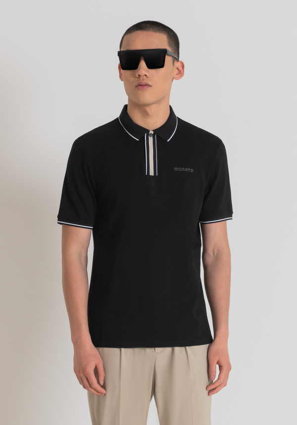 POLO REGULAR FIT EN PIQUÉ DE ALGODÓN MERCERIZADO CON LOGOTIPO ESTAMPADO - Antony Morato Online Shop
