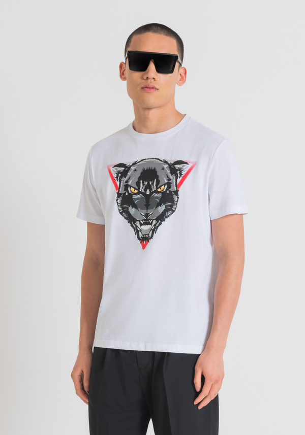 REGULAR FIT T-SHIRT IN COTTON JERSEY WITH WOLF PRINT - Antony Morato Online Shop