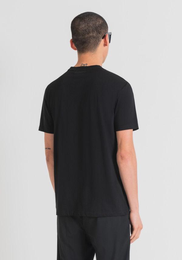 REGULAR FIT COTTON JERSEY T-SHIRT WITH PANTHER PRINT - Antony Morato Online Shop