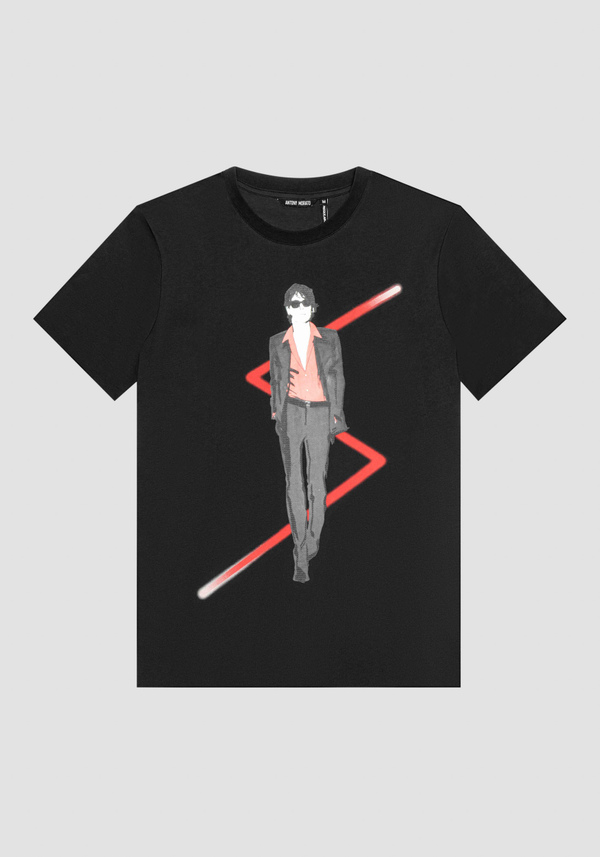 REGULAR FIT WEICHES BAUMWOLLJERSEY T-SHIRT MIT FRONTDRUCK - Antony Morato Online Shop