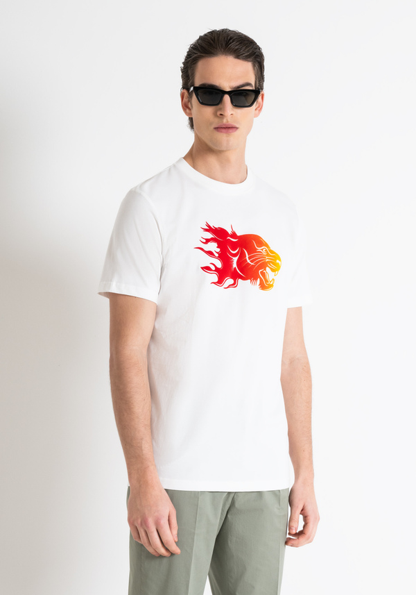 T-SHIRT REGULAR FIT EN JERSEY DE COTON AVEC IMPRESSION FLOCK DÉGRADÉ - Antony Morato Online Shop