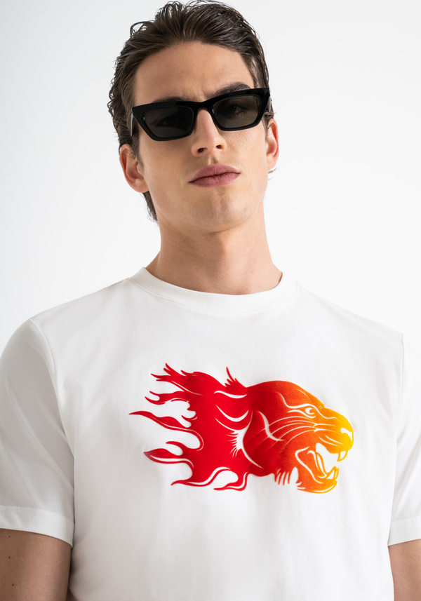 T-SHIRT REGULAR FIT EN JERSEY DE COTON AVEC IMPRESSION FLOCK DÉGRADÉ - Antony Morato Online Shop