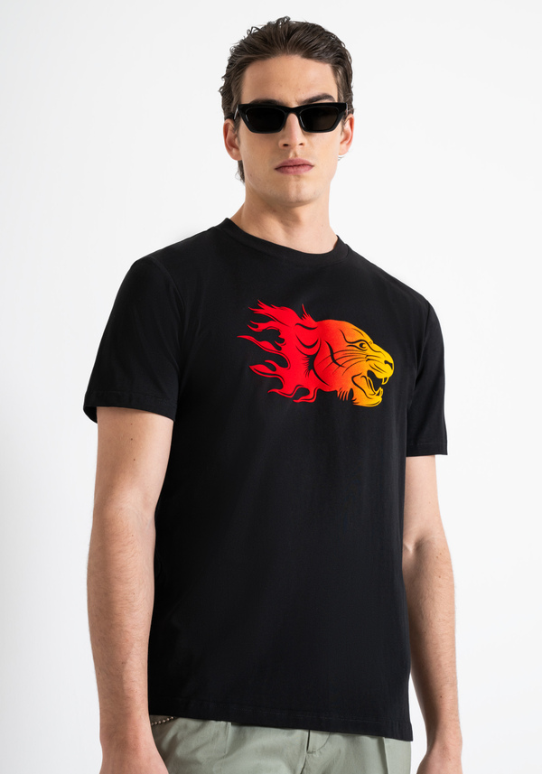 T-SHIRT REGULAR FIT EN JERSEY DE COTON AVEC IMPRESSION FLOCK DÉGRADÉ - Antony Morato Online Shop