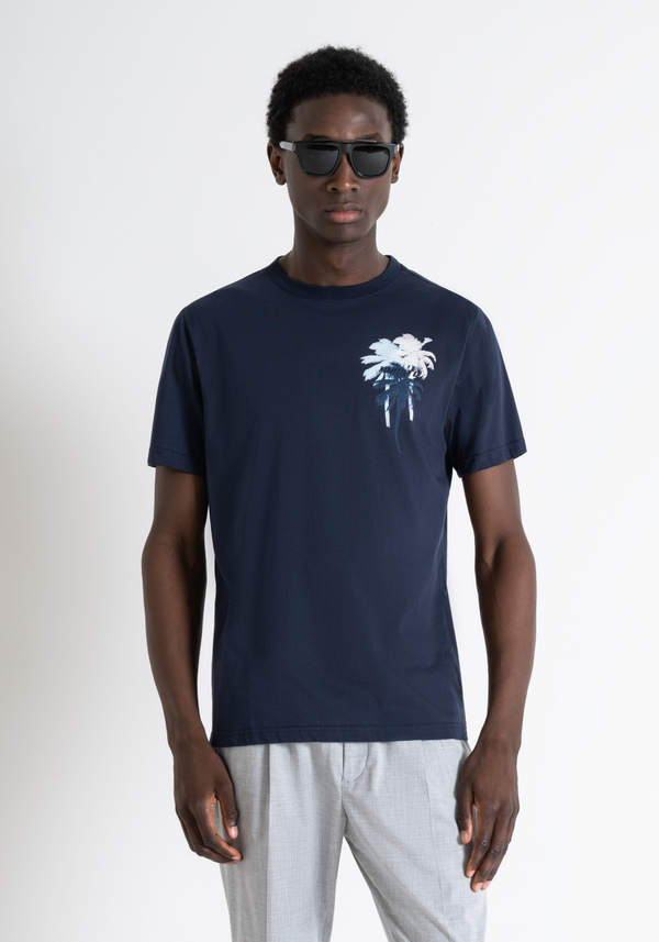 COTTON REGULAR FIT T-SHIRT WITH HEART SIDE PRINT AND LOGO - Antony Morato Online Shop