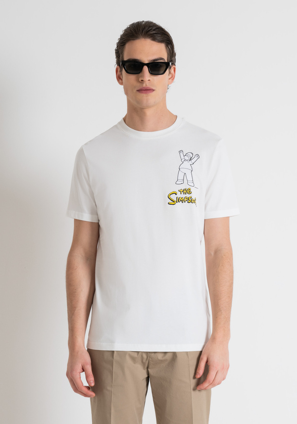T-SHIRT EN JERSEY DE COTON À COUPE RÉGULIÈRE AVEC PLASTIQUE MAT CAOUTCHOUTÉ « THE SIMPSON » IMPRESSION - Antony Morato Online Shop