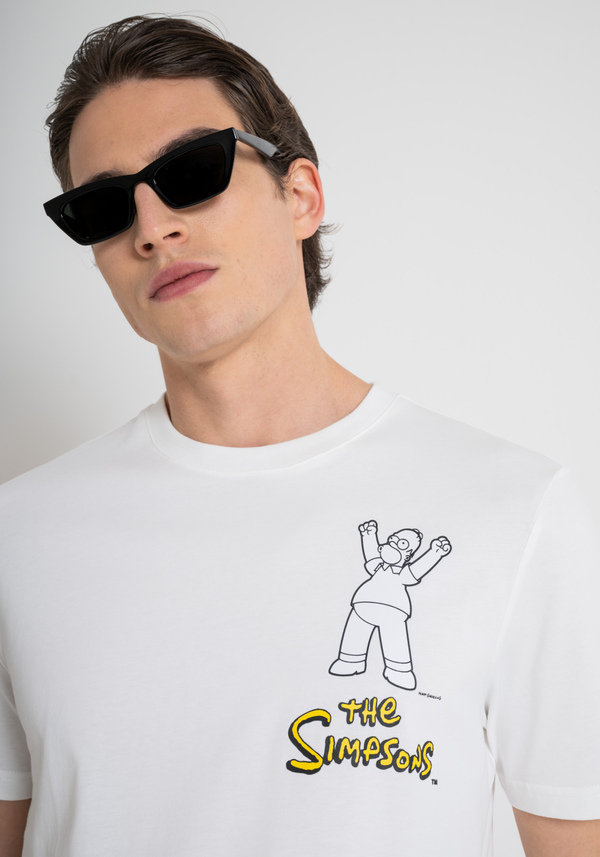 T-SHIRT EN JERSEY DE COTON À COUPE RÉGULIÈRE AVEC PLASTIQUE MAT CAOUTCHOUTÉ « THE SIMPSON » IMPRESSION - Antony Morato Online Shop