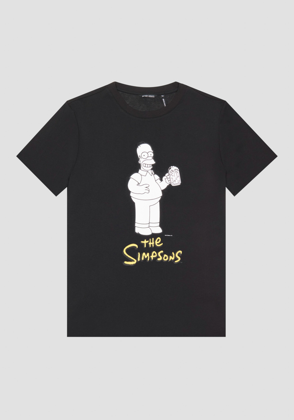 COTTON JERSEY REGULAR FIT T-SHIRT WITH RUBBERIZED MATT PLASTIC "THE SIMPSON" PRINT - Antony Morato Online Shop