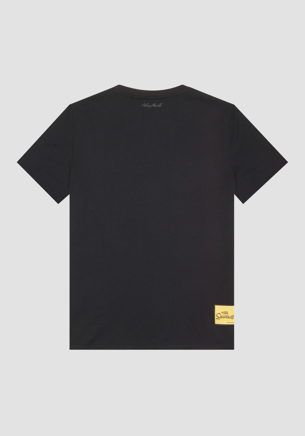 COTTON JERSEY REGULAR FIT T-SHIRT WITH RUBBERIZED MATT PLASTIC "THE SIMPSON" PRINT - Antony Morato Online Shop