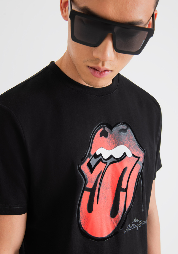 REGULAR FIT T-SHIRT IN COTTON JERSEY WITH ROLLING STONES PRINT - Antony Morato Online Shop