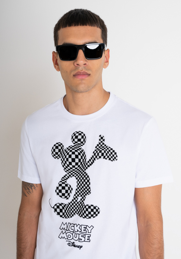 REGULAR FIT T-SHIRT IN WHITE COTTON JERSEY WITH "MICKEY MOUSE" PRINT - Antony Morato Online Shop