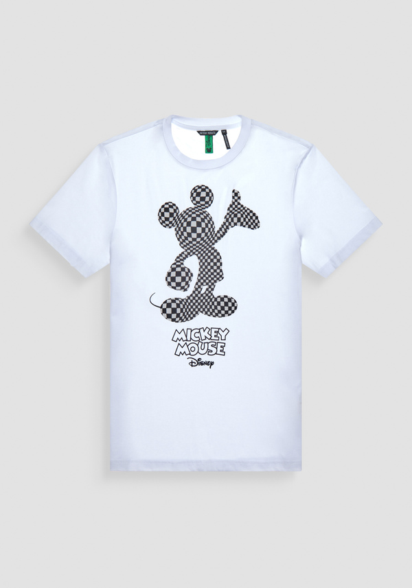 REGULAR FIT T-SHIRT IN WHITE COTTON JERSEY WITH "MICKEY MOUSE" PRINT - Antony Morato Online Shop