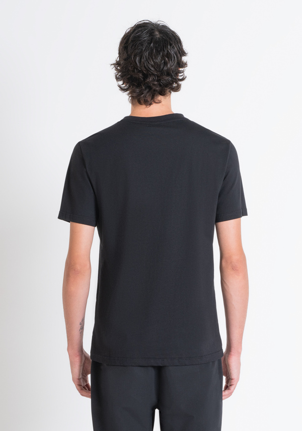 REGULAR FIT T-SHIRT IN BLACK COTTON JERSEY WITH DOBERMANN PRINT - Antony Morato Online Shop