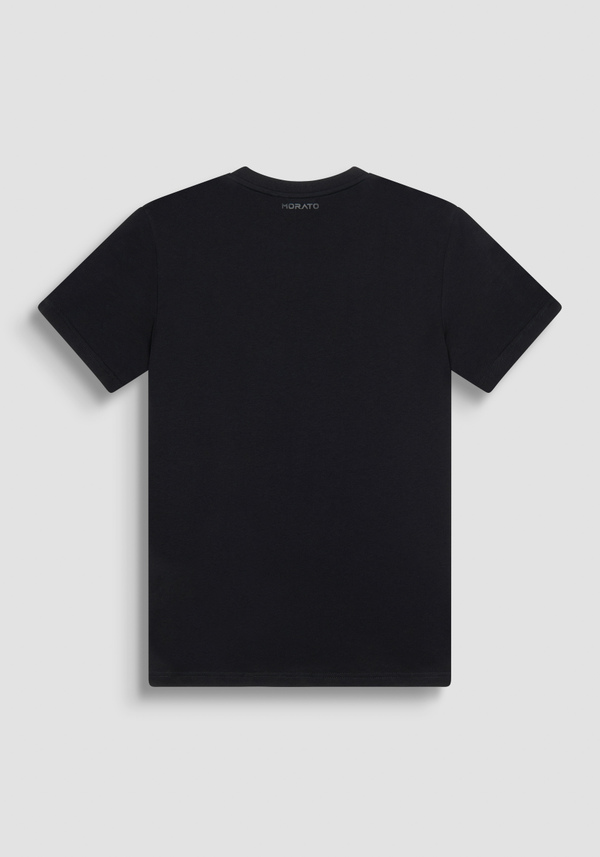 REGULAR FIT T-SHIRT IN BLACK COTTON JERSEY WITH DOBERMANN PRINT - Antony Morato Online Shop
