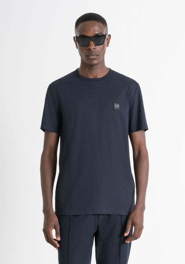 REGULAR FIT T-SHIRT IN BLUE SUSTAINABLE VISCOSE-BLEND FABRIC - Antony Morato Online Shop
