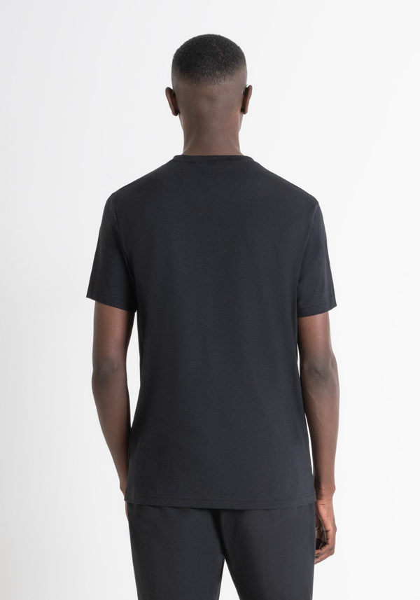 REGULAR FIT T-SHIRT IN BLACK SUSTAINABLE VISCOSE BLEND FABRIC - Antony Morato Online Shop