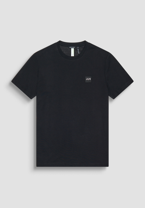 REGULAR FIT T-SHIRT IN BLACK SUSTAINABLE VISCOSE BLEND FABRIC - Antony Morato Online Shop