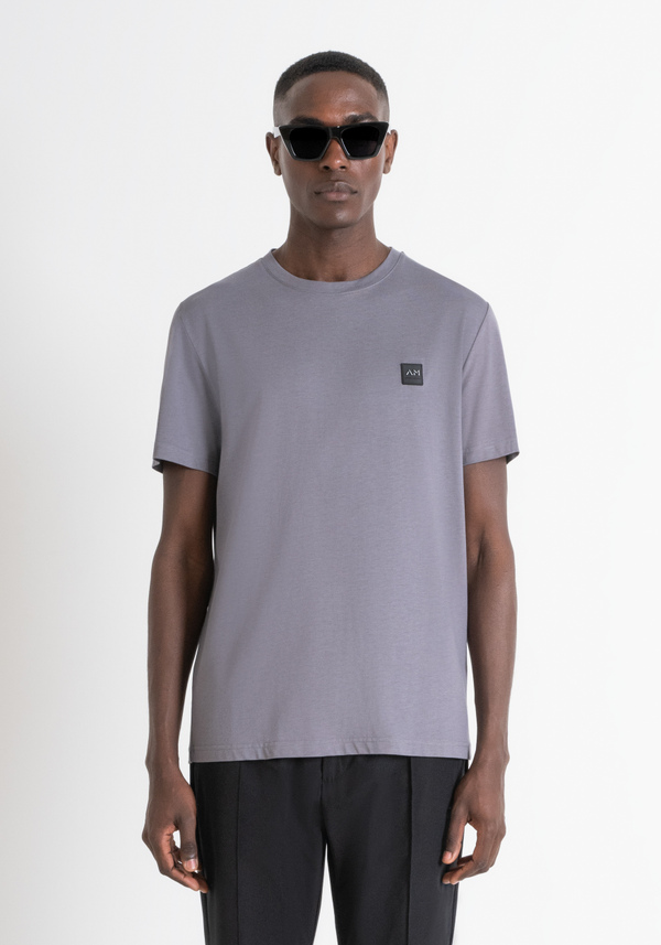 T-SHIRT REGULAR FIT IN TESSUTO GRIGIO MISTO VISCOSA SOSTENIBILE - Antony Morato Online Shop