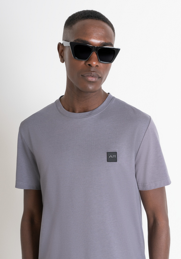 T-SHIRT REGULAR FIT IN TESSUTO GRIGIO MISTO VISCOSA SOSTENIBILE - Antony Morato Online Shop