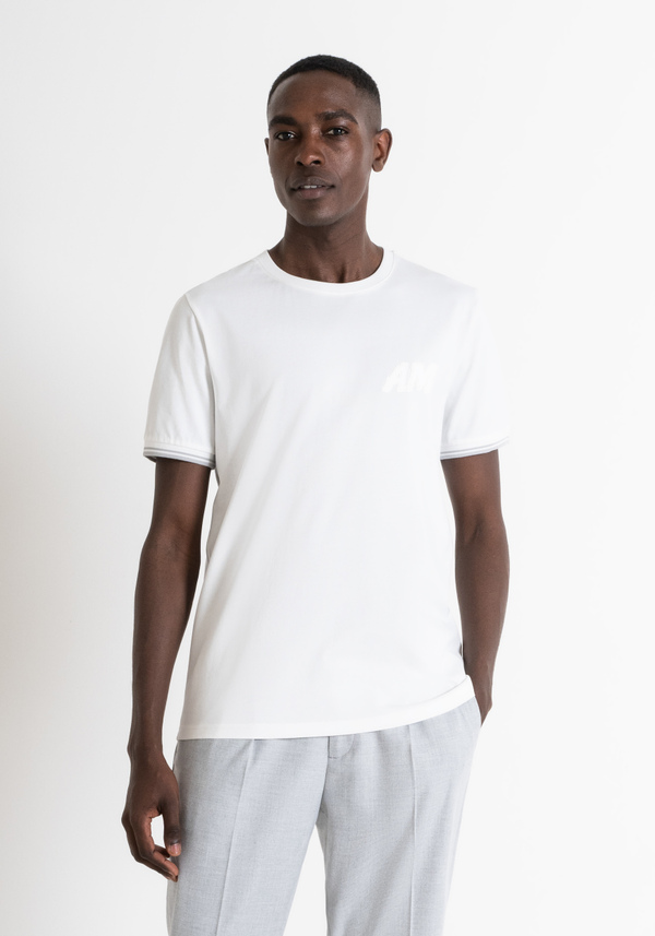 REGULAR FIT T-SHIRT IN COTTON JERSEY WITH RUBBERISED LOGO - Antony Morato Online Shop