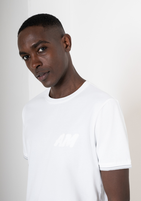 REGULAR FIT T-SHIRT IN COTTON JERSEY WITH RUBBERISED LOGO - Antony Morato Online Shop