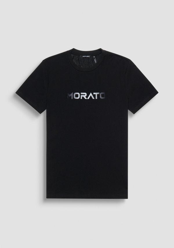 SLIM FIT T-SHIRT IN BLACK COTTON JERSEY WITH GRADIENT PRINT - Antony Morato Online Shop