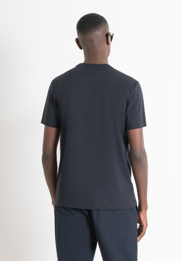 CAMISETA REGULAR FIT DE JERSEY DE ALGODÓN AZUL CON LOGOTIPO - Antony Morato Online Shop