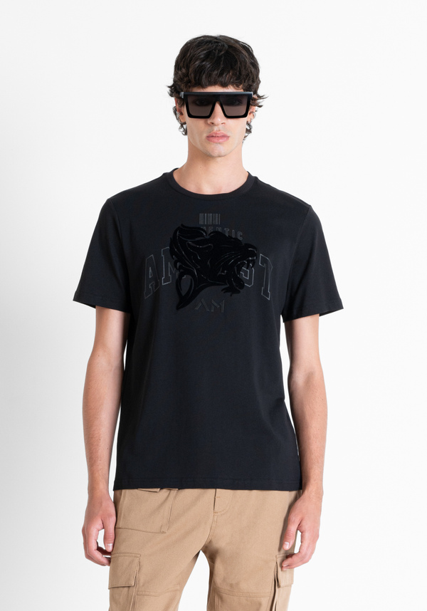 REGULAR FIT T-SHIRT IN COTTON JERSEY WITH SPONGE-EFFECT PRINT - Antony Morato Online Shop