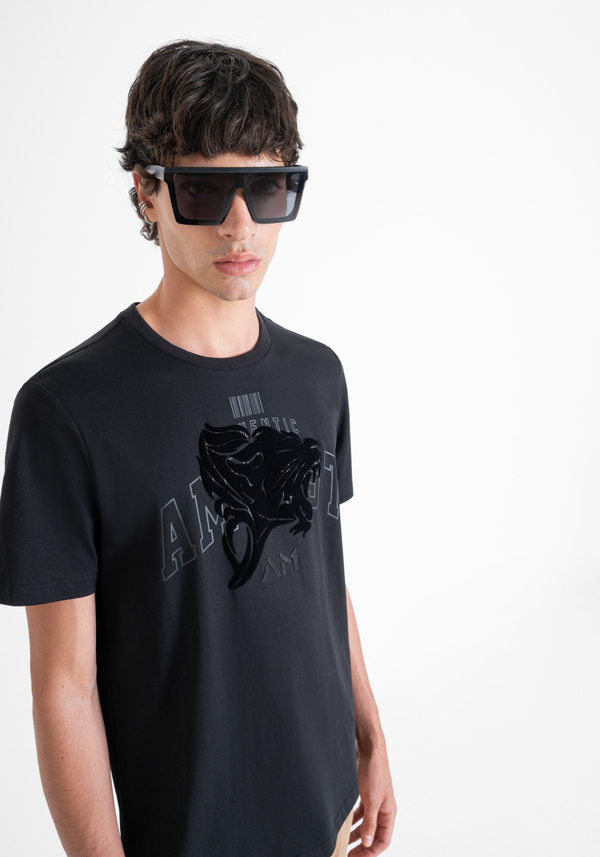 REGULAR FIT T-SHIRT IN COTTON JERSEY WITH SPONGE-EFFECT PRINT - Antony Morato Online Shop