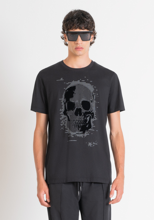 REGULAR FIT T-SHIRT IN COTTON JERSEY WITH SKULL PRINT - Antony Morato Online Shop