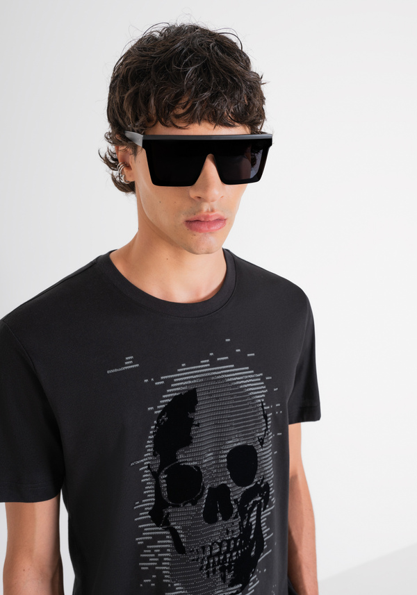 REGULAR FIT T-SHIRT IN COTTON JERSEY WITH SKULL PRINT - Antony Morato Online Shop