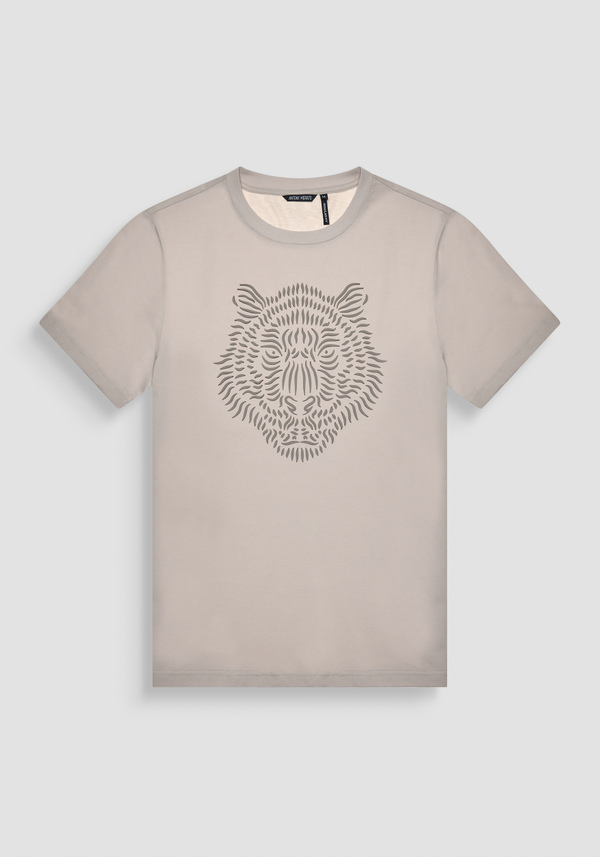 T-SHIRT REGULAR FIT IN JERSEY DI COTONE CON STAMPA TIGRE GOMMATA - Antony Morato Online Shop