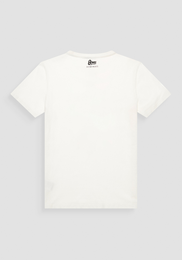 REGULAR FIT T-SHIRT IN WHITE COTTON JERSEY WITH "DAVID BOWIE" PRINT - Antony Morato Online Shop