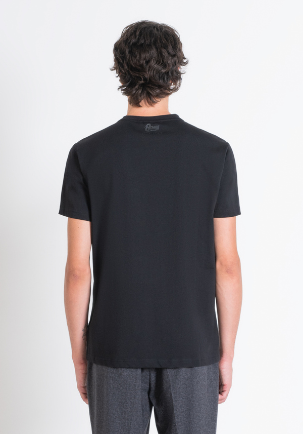 REGULAR FIT T-SHIRT IN BLACK COTTON JERSEY WITH "DAVID BOWIE" PRINT - Antony Morato Online Shop