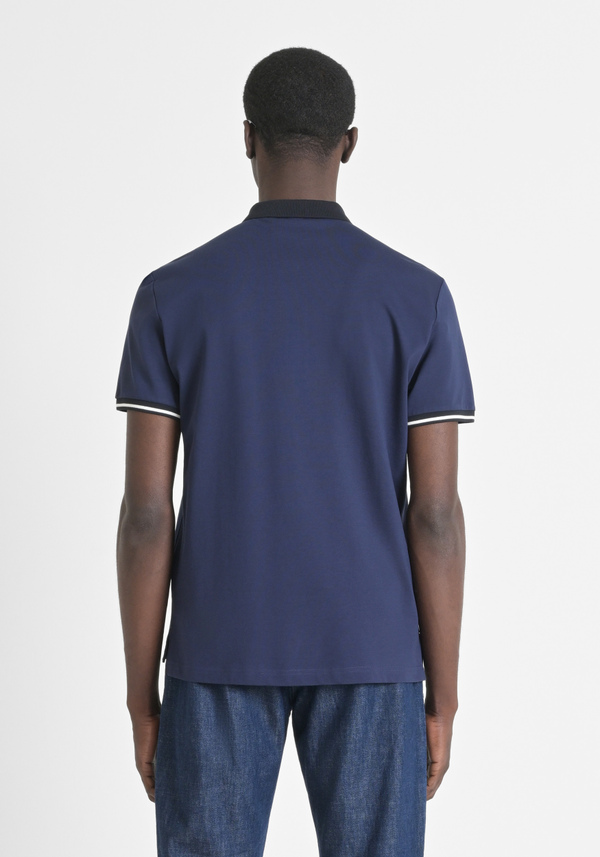 REGULAR-FIT POLO SHIRT IN 100% COTTON WITH ZIP AND LOGO PATCH ON THE CHEST - Antony Morato Online Shop