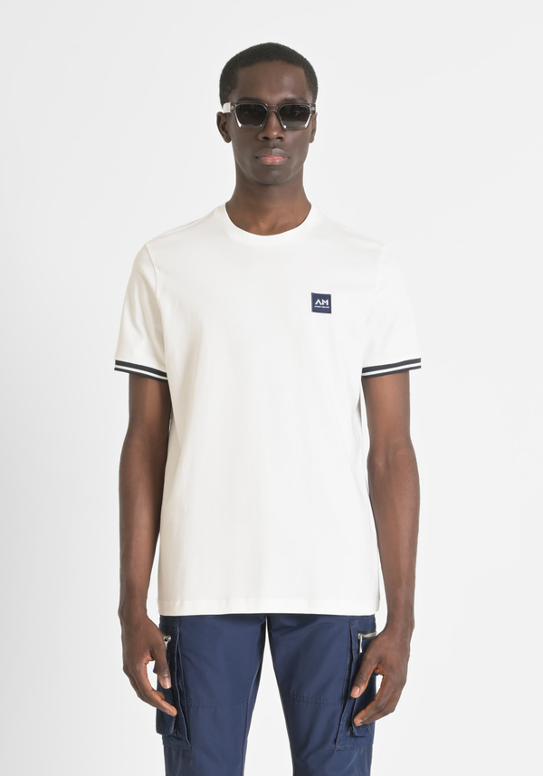 REGULAR FIT T-SHIRT IN 100% COTTON JERSEY WITH LOGO PATCH AND CONTRASTING DETAILS - Antony Morato Online Shop