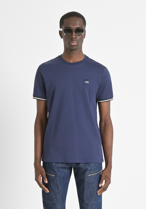 REGULAR FIT T-SHIRT IN 100% COTTON JERSEY WITH LOGO PATCH AND CONTRASTING DETAILS - Antony Morato Online Shop