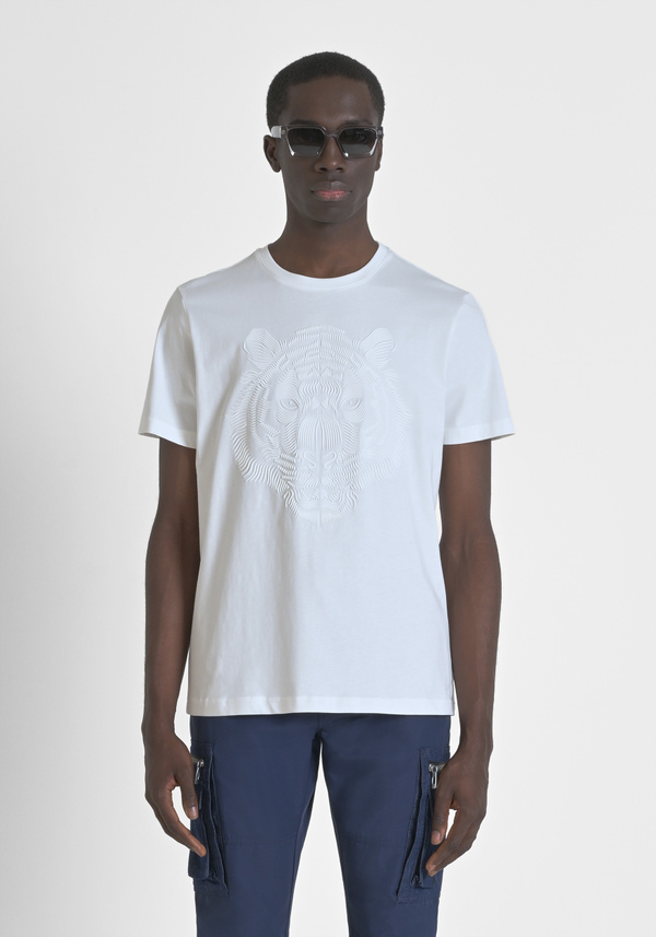 T-SHIRT REGULAR FIT EN JERSEY DE COTON AVEC IMPRIMÉ TIGRE - Antony Morato Online Shop