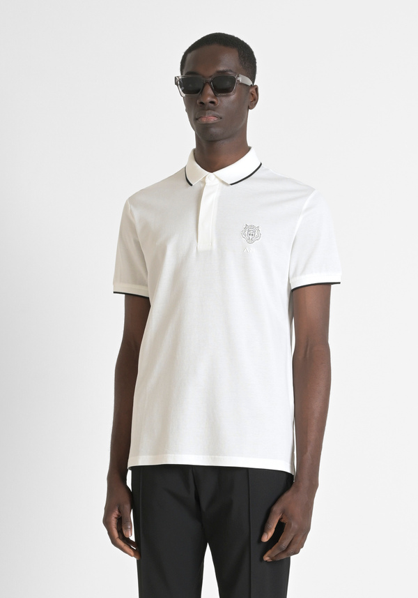 REGULAR-FIT COTTON PIQUE POLO SHIRT WITH TIGER PATCH - Antony Morato Online Shop