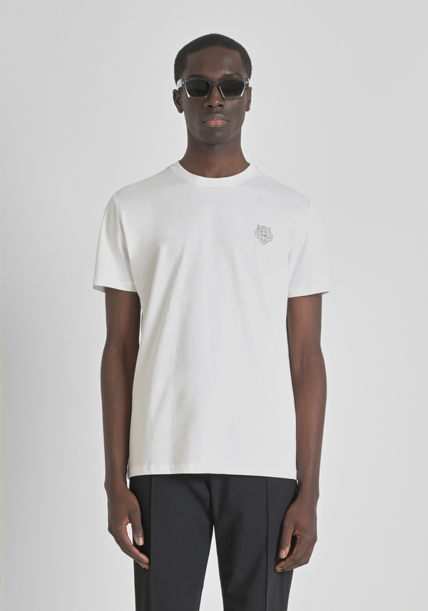 REGULAR FIT T-SHIRT IN COTTON JERSEY WITH TIGER RUBBER PATCH - Antony Morato Online Shop